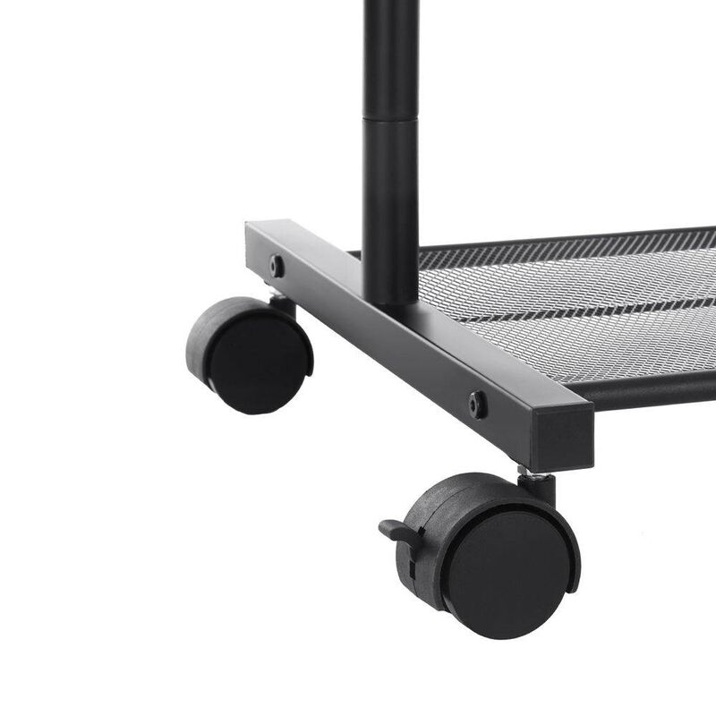Hivvago Simple Black Steel Tube Rolling Garment Clothes Rack with Bottom Mesh Shelf
