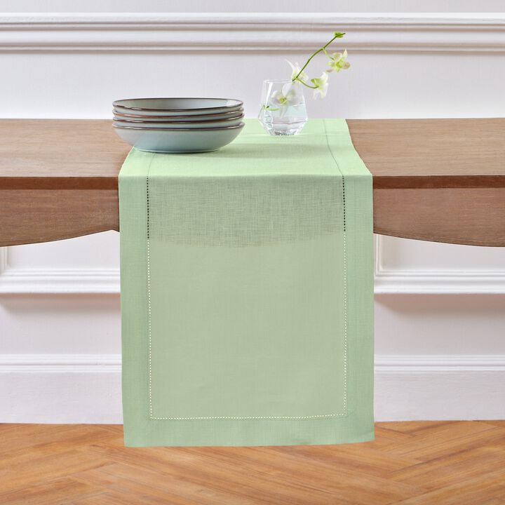Solino Home 100% Pure Linen Table Runner | Classic Hemstitch for Thanksgiving, Christmas