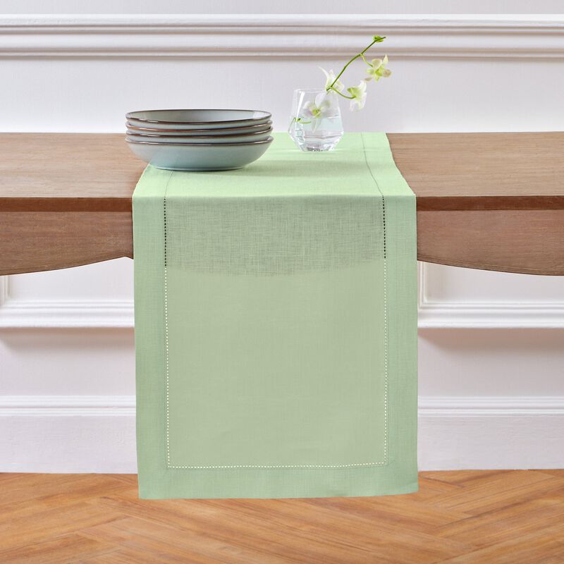 Solino Home 100% Pure Linen Table Runner | Classic Hemstitch for Thanksgiving, Christmas