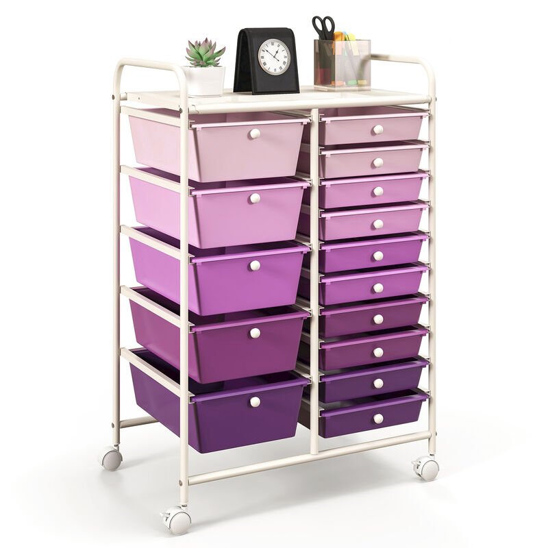 15-Drawer Rolling Utility Organizer Cart for Multi-Use Storage and Easy Access