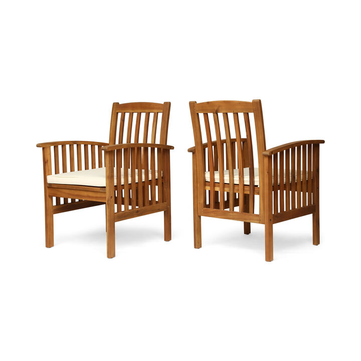 Merax 2 Pieces Acacia Wood Dining Chairs for Outdoor Patio