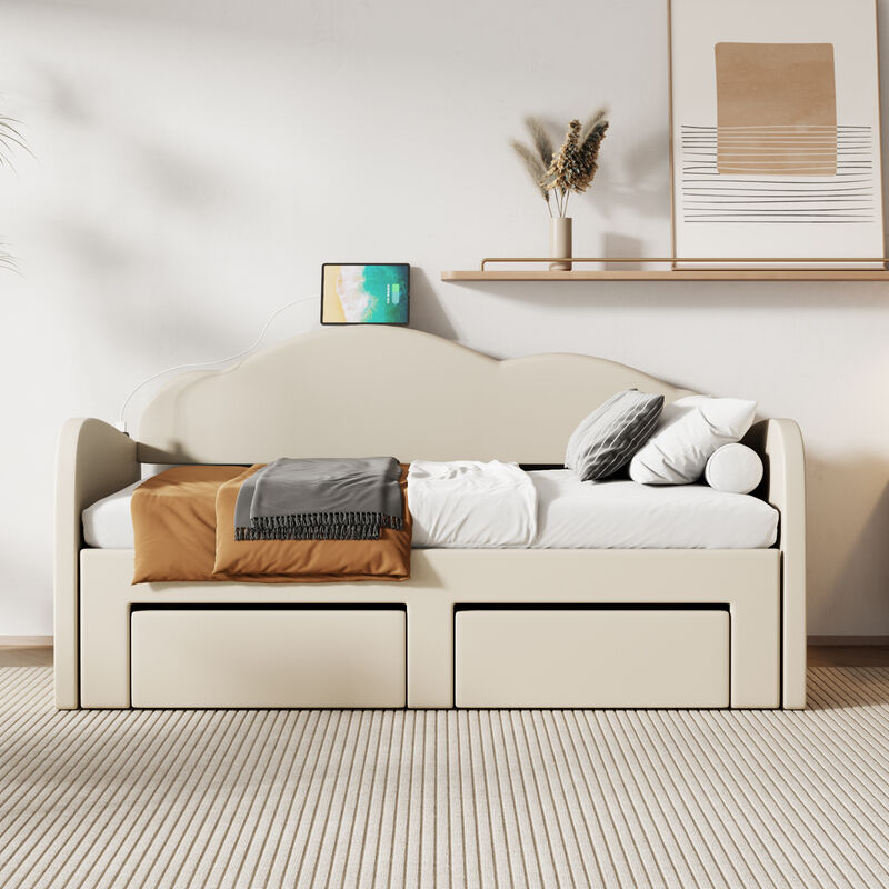 Merax Velvet Upholstered Daybed  with Trundle