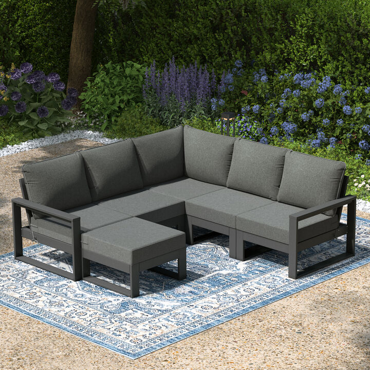 WestinTrends 6-Piece Outdoor Patio Corner Sectional Sofa Conversation Set