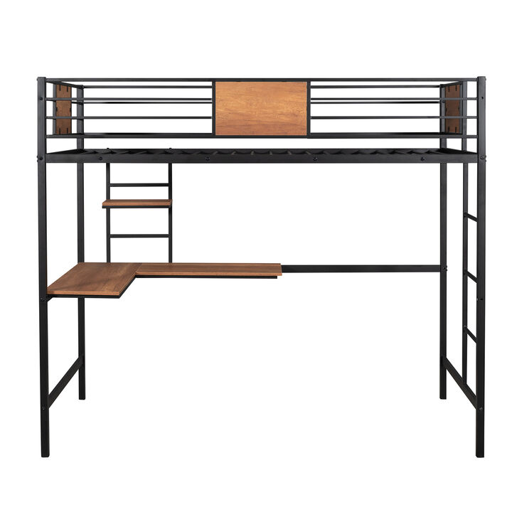 Merax Metal Loft Bed with Desk for Bedroom and Study Room