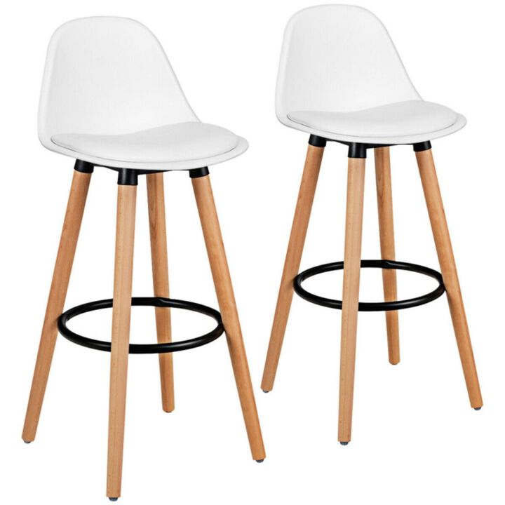 Hivvago 2 Pieces Mid Century Barstool 28.5 Inches Dining Pub Chair