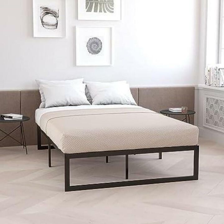 Hivvago Twin Size 14 Inch Black Metal Steel Slat Platform Bed