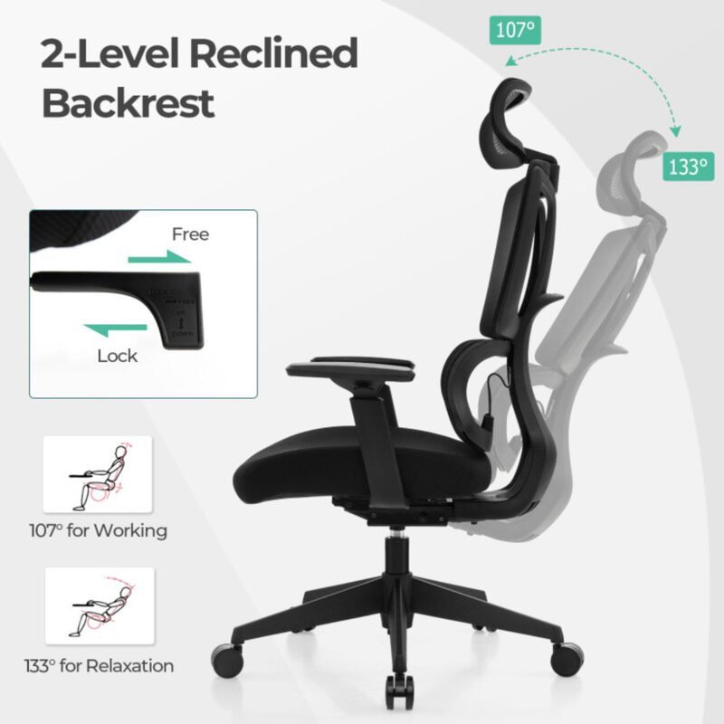 Hivvago Ergonomic Office Chair with N Type Lumbar Support and Adjustable Headrest