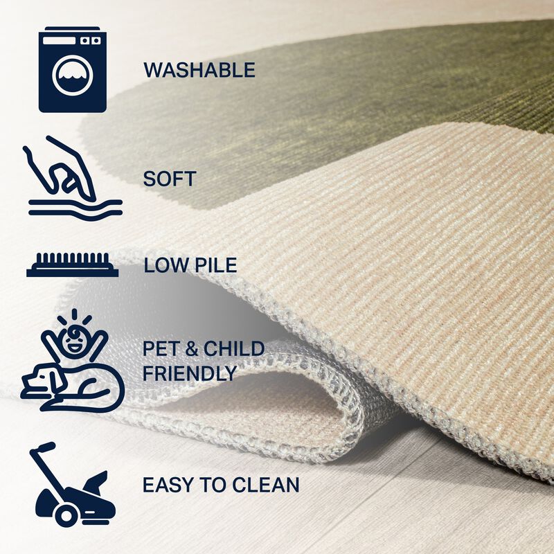 Cirkel Minimalist Geometric Dot Machine Washable Area Rug