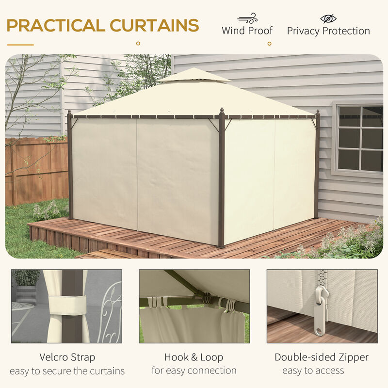 Gazebo Double-tier 10ft�12ft Shelter Shade Awning Canopy Patio Curtain Outdoor