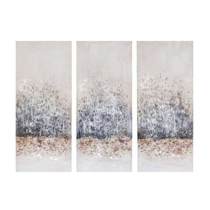 Gracie Mills Earlene 3-Piece Hand-Embellished Contemporary Canvas Art Set