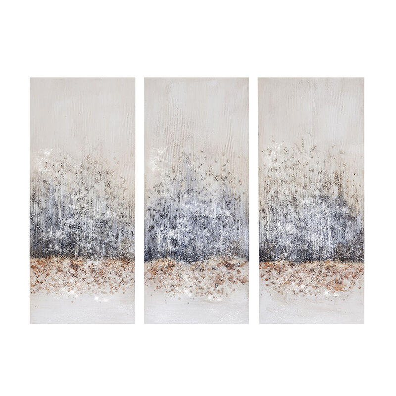 Gracie Mills Earlene 3-Piece Hand-Embellished Contemporary Canvas Art Set