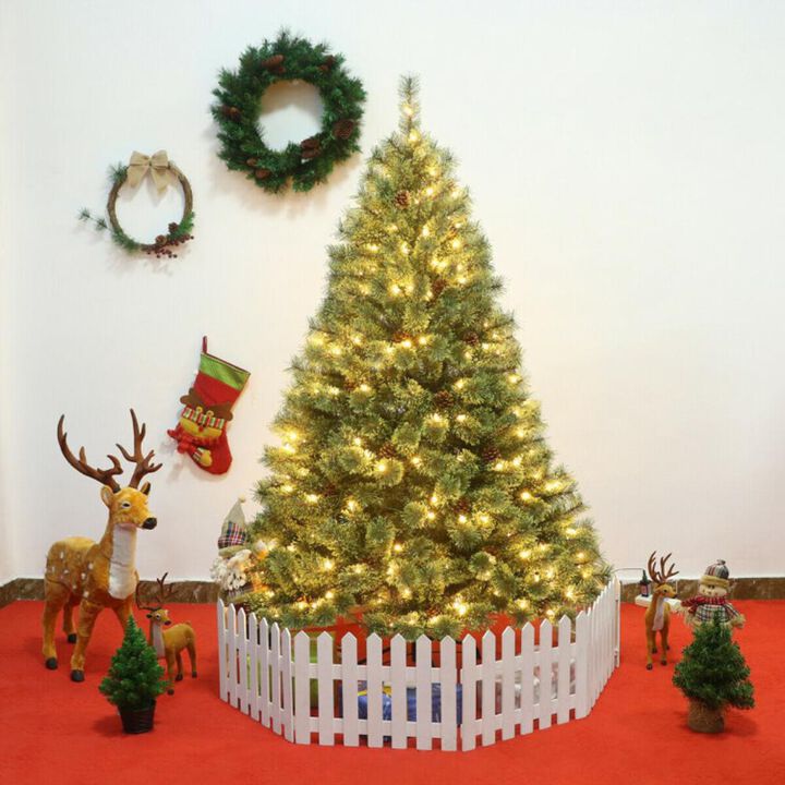 Hivvago 6 Feet Pre-Lit PVC Artificial Carolina Pine Tree with LED Lights