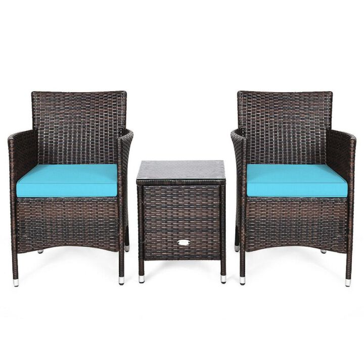 Hivvago 3 Pieces Ergonomic Wicker Patio Conversation Set