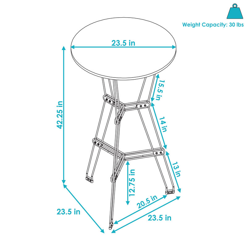 Sunnydaze Indoor Steel Bar Table with Faux Woodgrain Tabletop