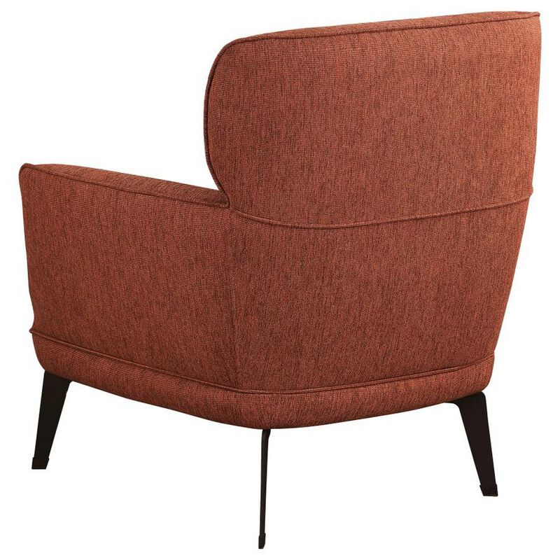 Dup 34 Inch Accent Chair, Cushioned Seat, Rounded Track Arms, Muted Orange - Benzara