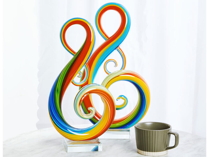 Hand Blown Treble Sommerso Art Glass Sculpture