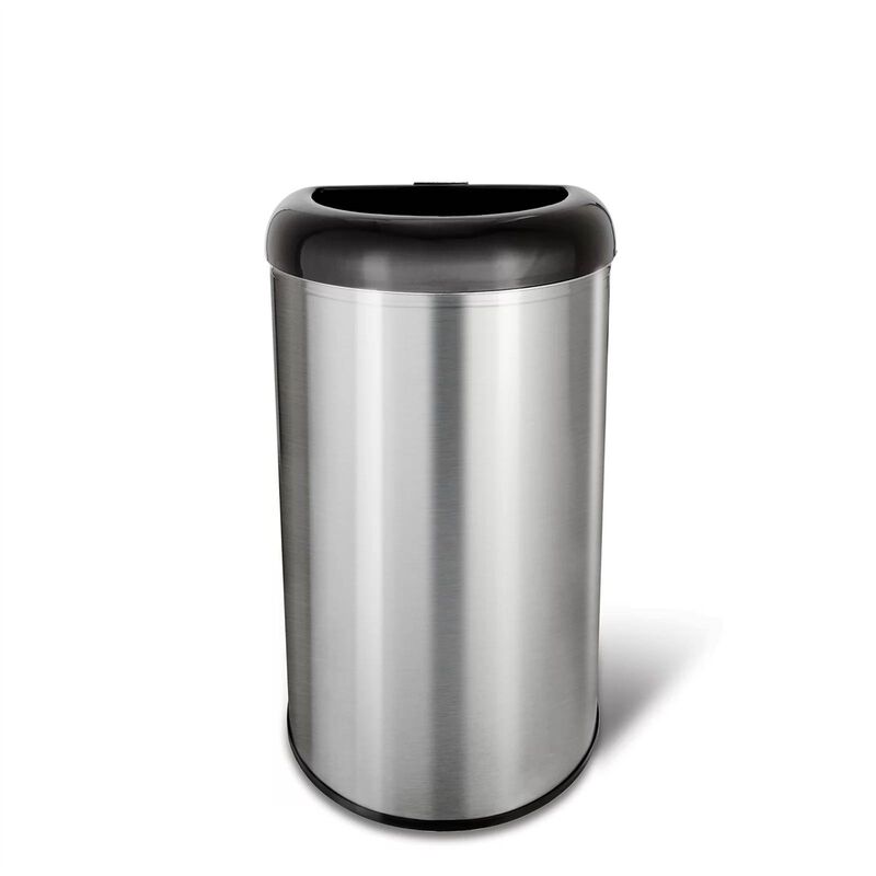Hivvago Stainless Steel Black Open Top 13-Gallon Kitchen Trash Can with No Lid