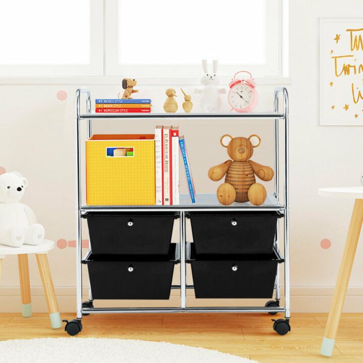 Hivvago 4 Drawers Shelves Rolling Storage Cart Rack