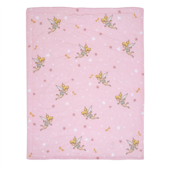 Bedtime Originals Tinker Bell Baby Blanket - Pink, White, Disney, Garden, Floral