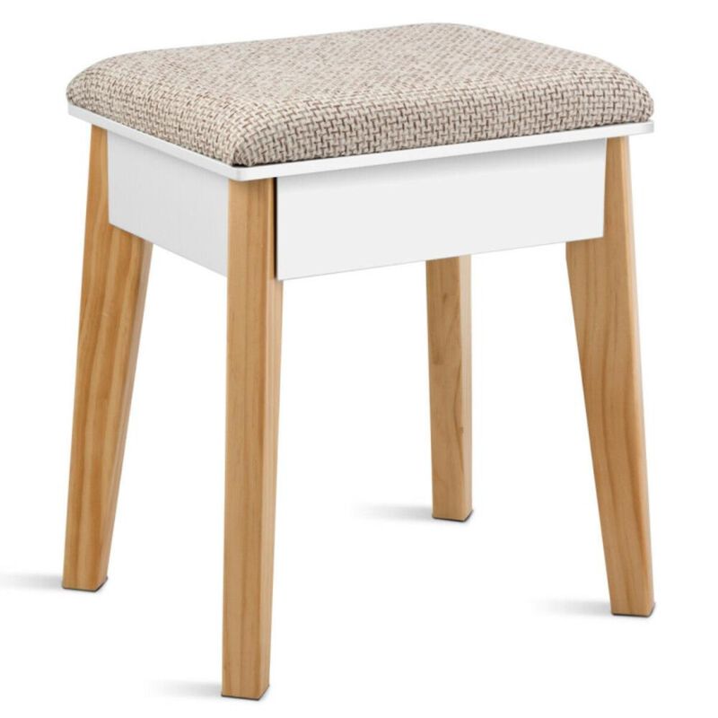 Hivvago Vanity Table Set with Cushioned Stool and Large Mirror