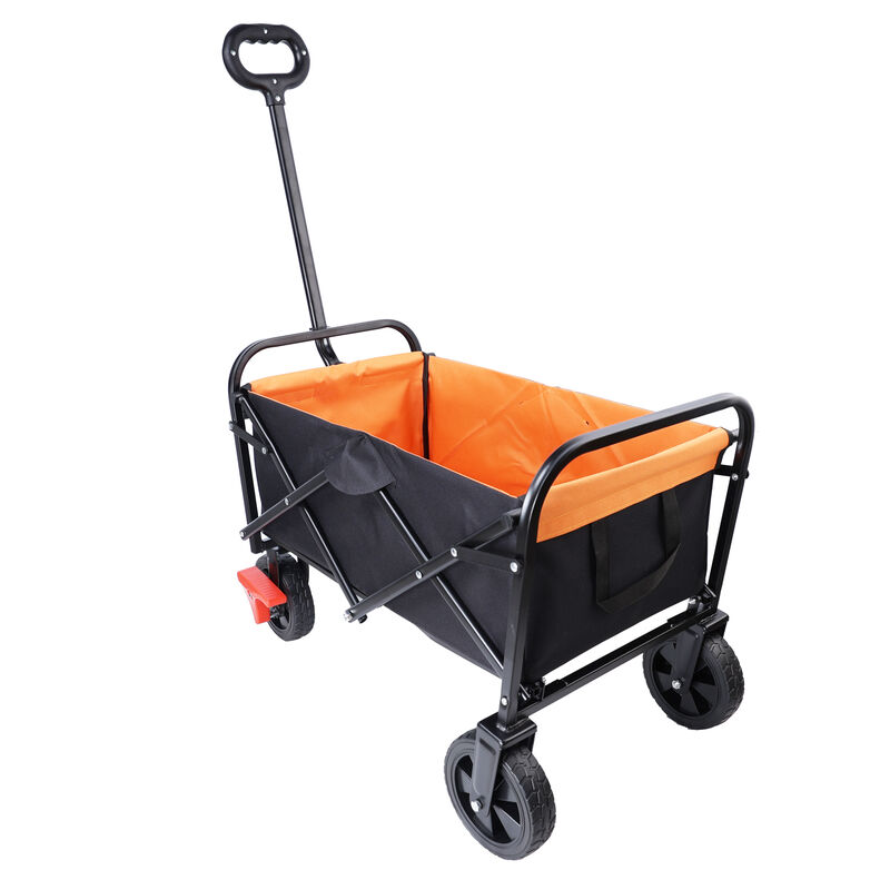 Streamdale Mini Folding Wagon Garden Shopping Beach Cart (Black+Yellow+Brake)