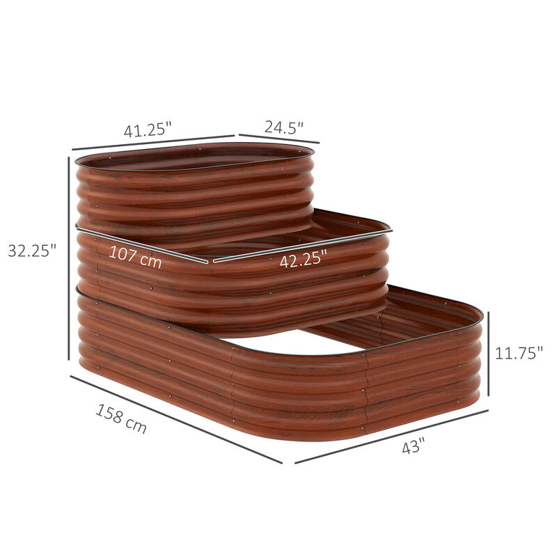 Streamdale 3-Tier Galvanized Raised Garden Bed with Open Bottom and Safety Edging