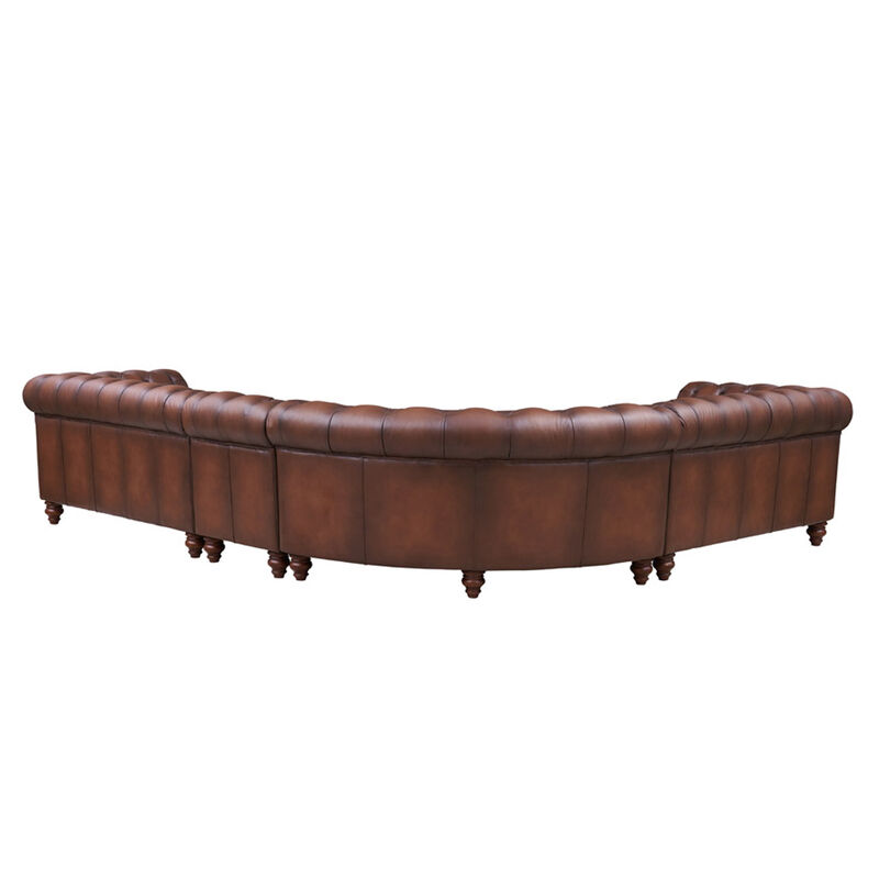 Alton Bay Top Grain Leather L-Shaped Chesterfield Sectional