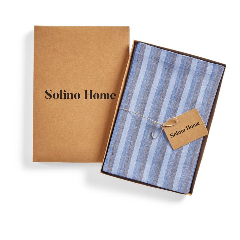 Solino Home 100% Pure Linen Bistro Blue Dinner Napkins 20 x 20 Inch Set of 4