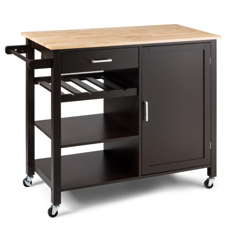 Hivvago Kitchen Island Cart Rolling Serving Cart Wood Trolley