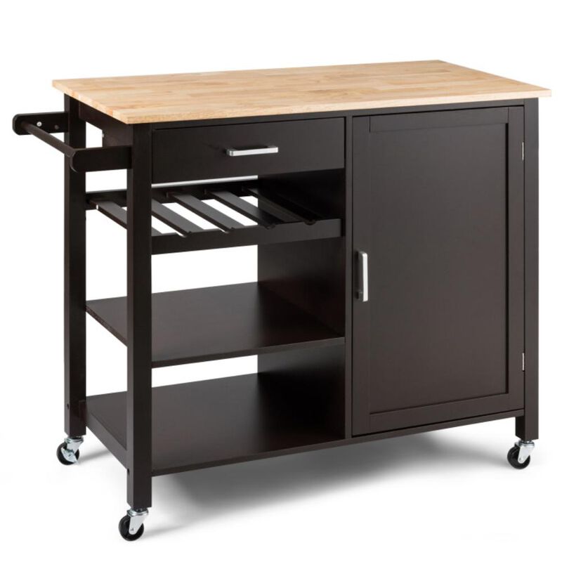 Hivvago Kitchen Island Cart Rolling Serving Cart Wood Trolley