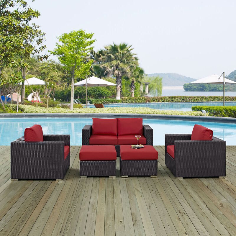 Modway - Convene 5 Piece Outdoor Patio Sofa Set