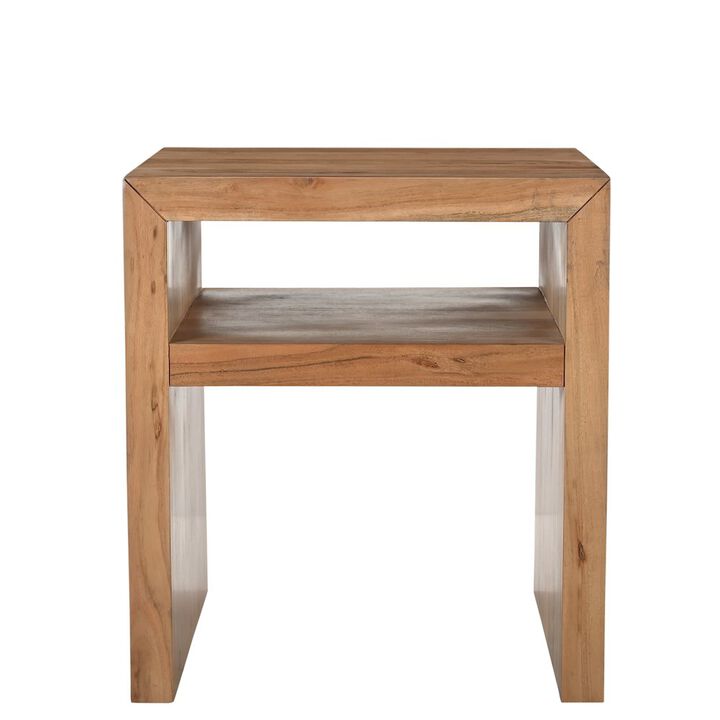 Jofran Dev Modern Mitered Angle Solid Wood End Table with Storage Shelf