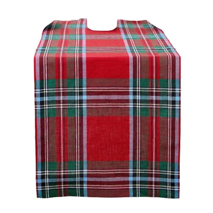 Solino Home 100% Pure Linen Table Runner Madras Holiday Plaid for Spring & Easter