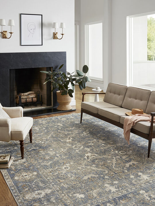 Rosemarie ROE03 Sand/Lagoon 18" x 18" Sample Rug