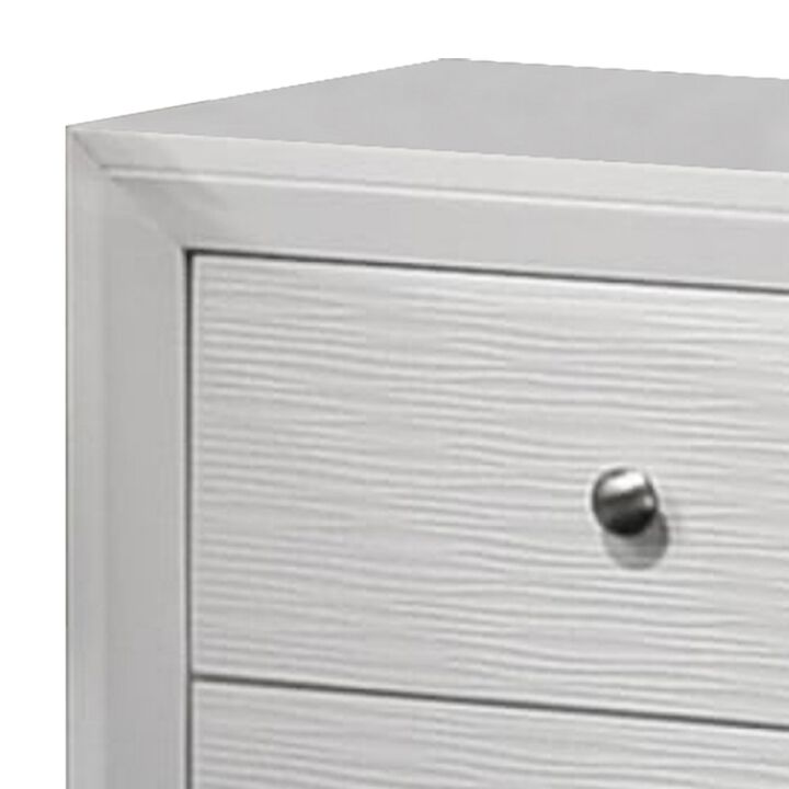 Eve 24 Inch Nightstand, 2 Drawers, Metal Knobs, Modern White Wood - Benzara