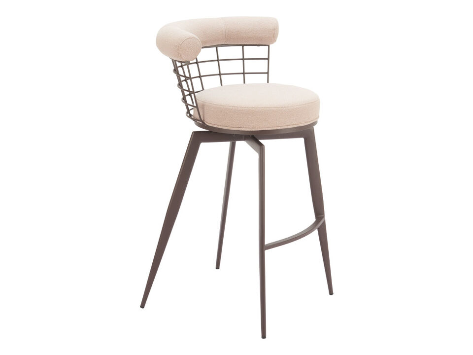 Saku Swivel Barstool Beige & Brown