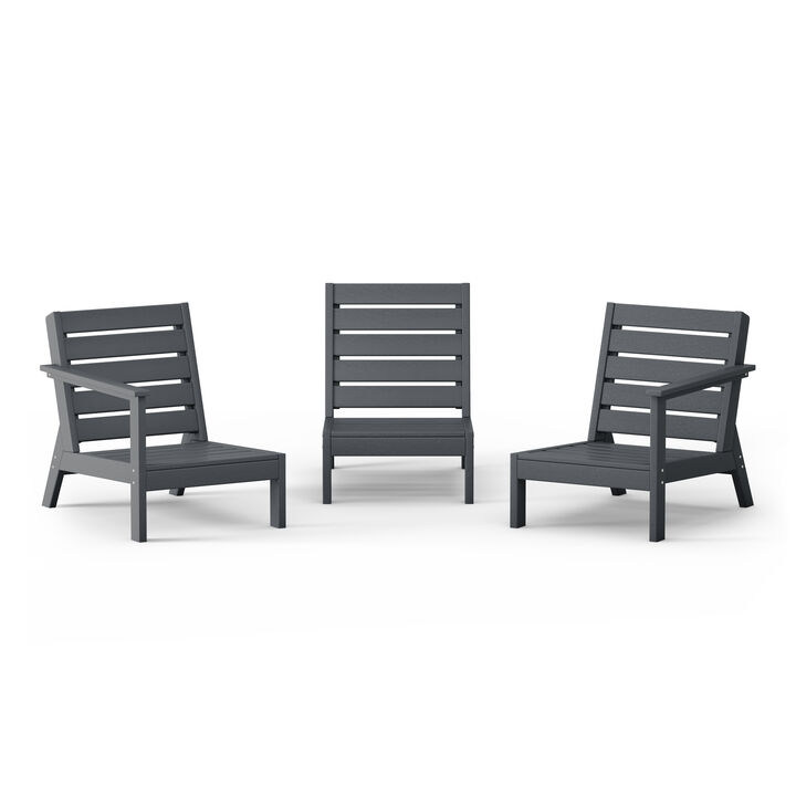WestinTrends Outdoor Patio 3-Piece HDPE Deep Seating Sectional Sofa