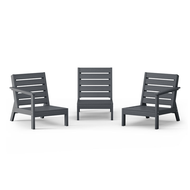 WestinTrends Outdoor Patio 3-Piece HDPE Deep Seating Sectional Sofa