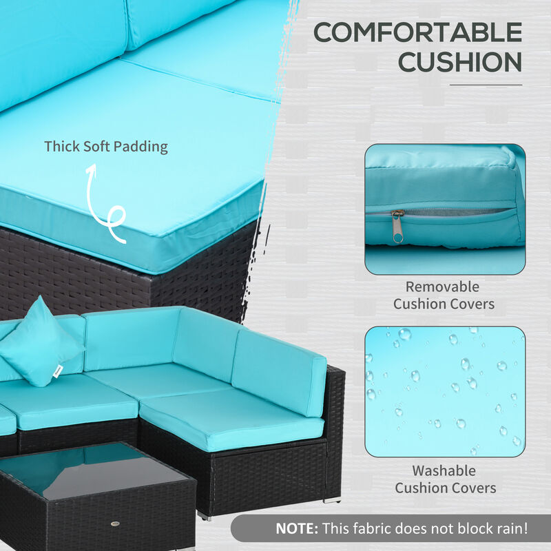 7PC Rattan Wicker Sofa Set Sectional Couch Cushioned Furniture Patio Outdoor