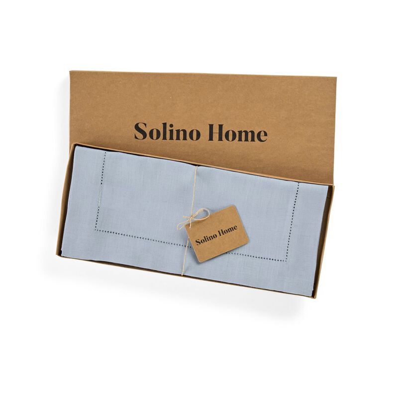 Solino Home 100% Pure Linen Table Runner | Classic Hemstitch for Thanksgiving, Christmas