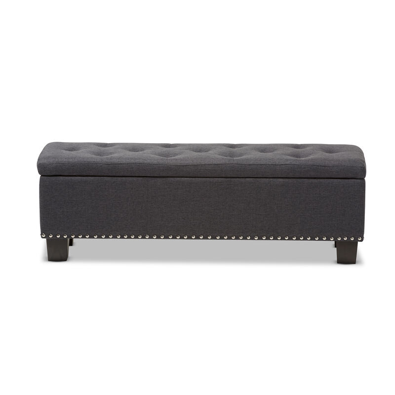 Baxton Studio Hannah Modern Dark Grey Fabric Upholstered Button Tufting Storage Ottoman Bench