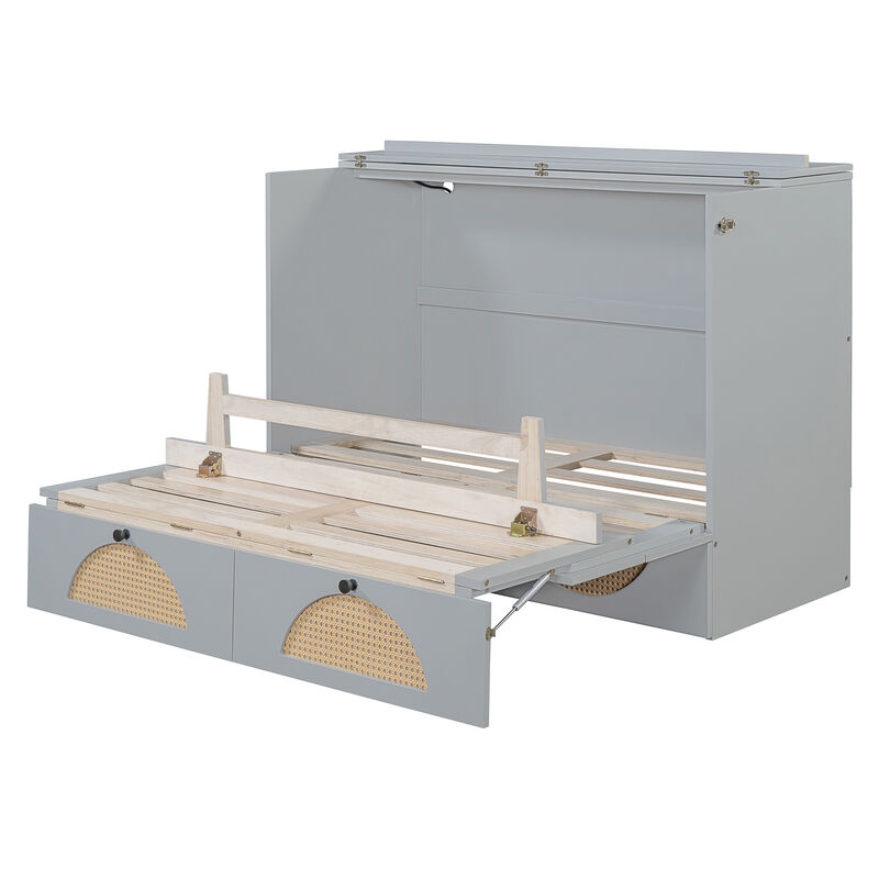 Merax Murphy Bed Cabinet with Large Drawer,USB Ports and Outlets