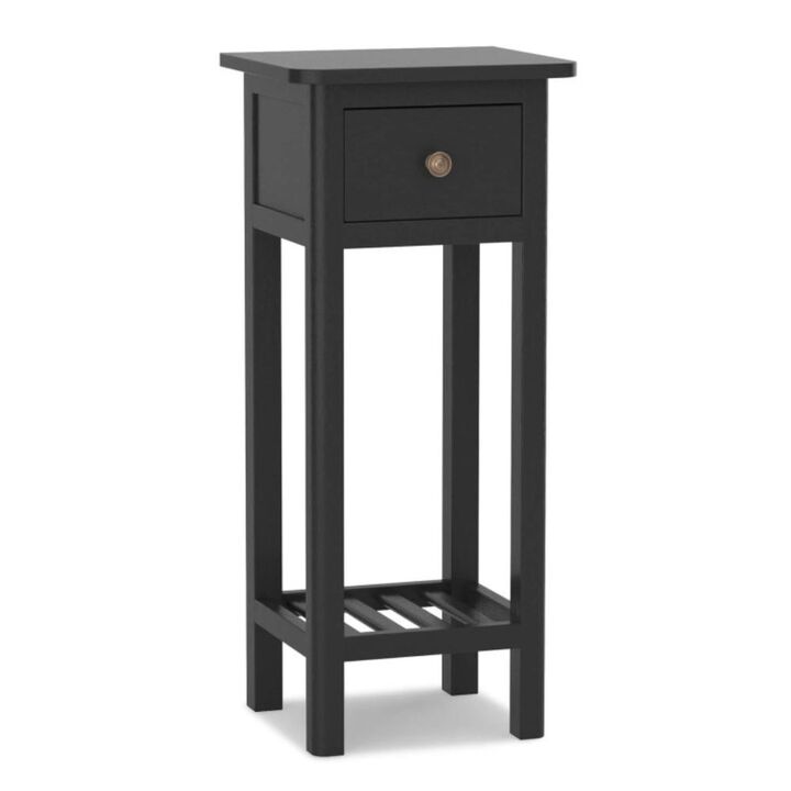 Hivvago 2 Tier Slim Nightstand Bedside Table with Drawer Shelf