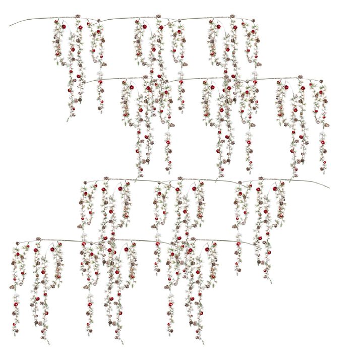 Hanging Pine and Bell Spray Set of 12 for Holiday and Seasonal Decor