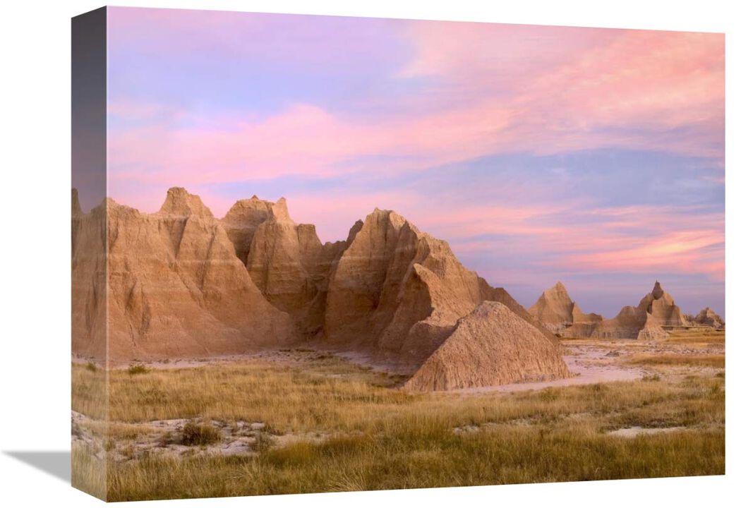 Sandstone striations and erosional features, Badlands National Park, South Dakota-Canvas Art-16x12