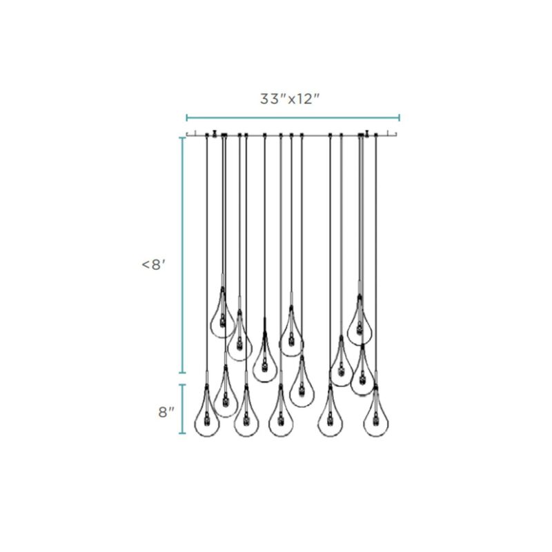 Clear Globes Chandelier Chrome Metal and Glass 14 LED Lights