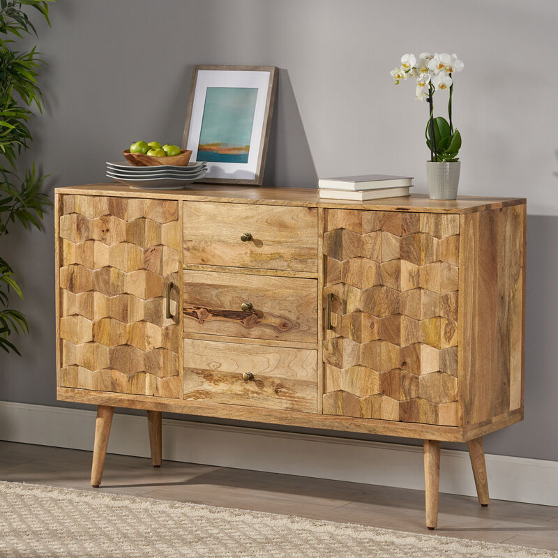 Merax Natural Sideboard Cabinet with 3 Drawers
