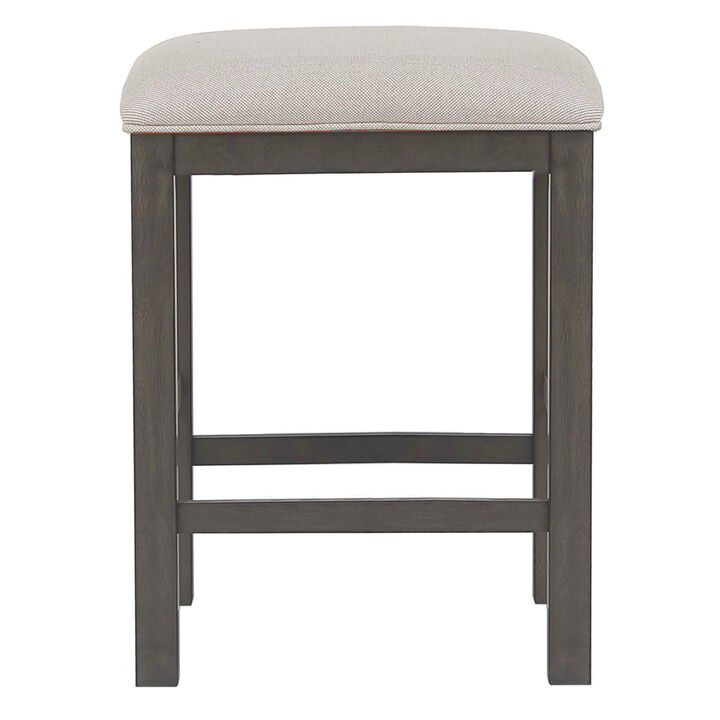 Shades of Gray 24 in. Gray Contemporary Backless Wood Frame Bar Stool with Upholstered Seat