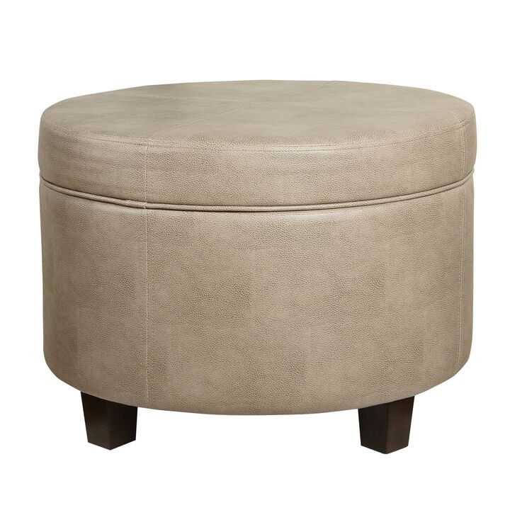 Faux Leather Upholstered Wooden Ottoman with Lift Off Lid Storage, Brown - Benzara
