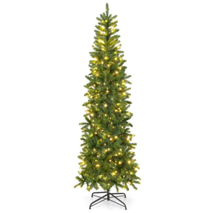 Hivvago 7.5 Feet Pre-lit Full Artificial Christmas Tree with Warm White and Multi-color LED Lights